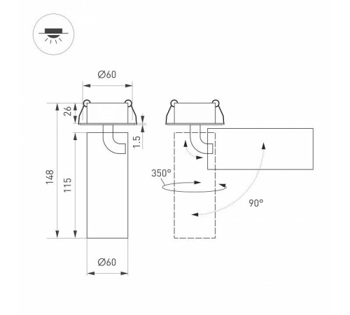 Встраиваемый светильник на штанге Arlight GABI 049936