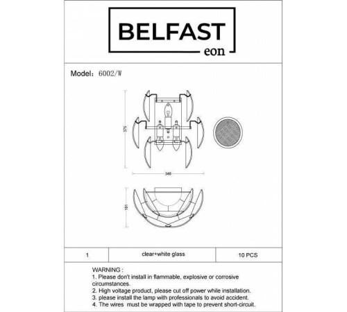 Накладной светильник Belfast Dublin 6002-W CH WH