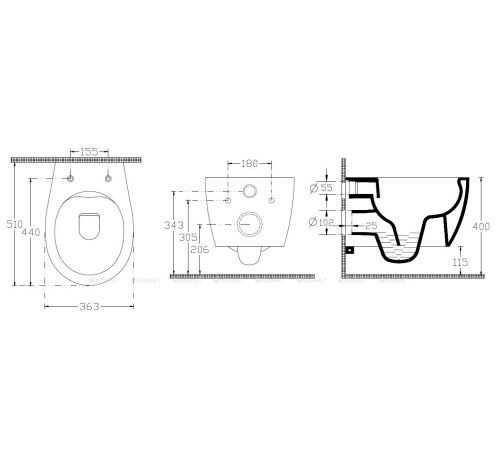 Унитаз подвесной Allen Brau FANTASY Rimless 510x363 мм белый 4.11004.20