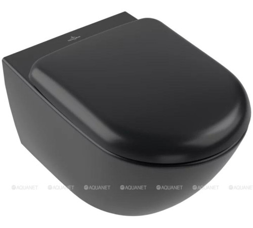 Унитаз подвесной Villeroy & Boch Antao 370x560 мм CeramicPlus цвет Pure Black 4674T0R7