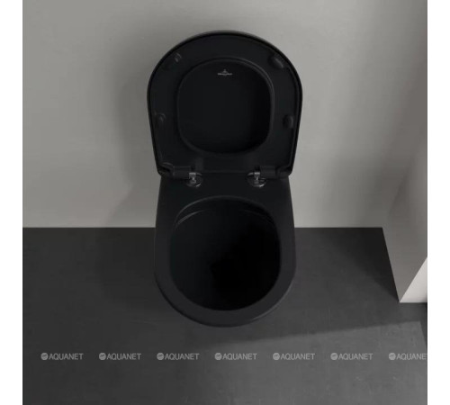 Унитаз подвесной Villeroy & Boch Antao 370x560 мм CeramicPlus цвет Pure Black 4674T0R7
