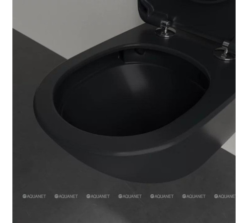 Унитаз подвесной Villeroy & Boch Antao 370x560 мм CeramicPlus цвет Pure Black 4674T0R7