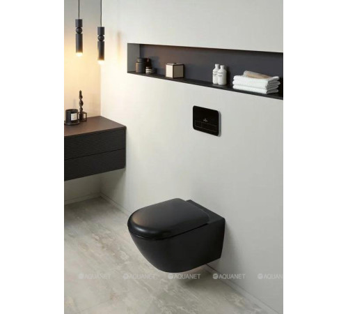 Унитаз подвесной Villeroy & Boch Antao 370x560 мм CeramicPlus цвет Pure Black 4674T0R7
