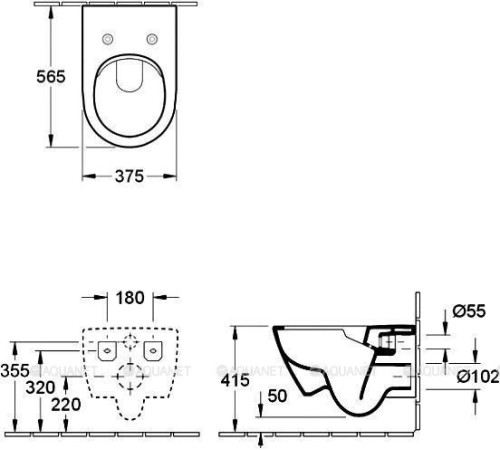 Унитаз подвесной Villeroy & Boch Subway 2.0 560x370 мм без сиденья 5614R001