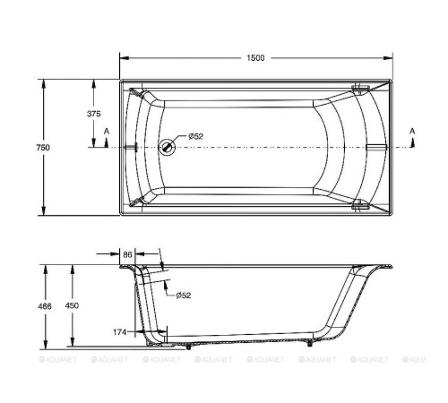 Ванна чугунная Jacob Delafon Biove 150x75 см без отверстий для ручек E6D903-0