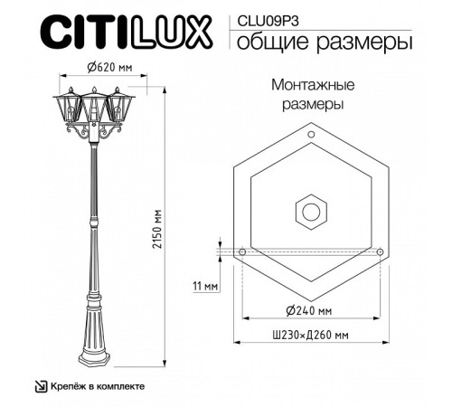 Фонарный столб Citilux FORTS CLU09P3