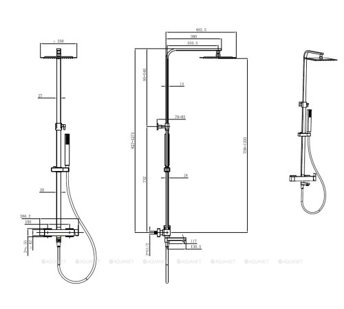 Душевая система Allen Brau INFINITY 2.0 с изливом верхний душ 250x250 мм хром 5.21029-00