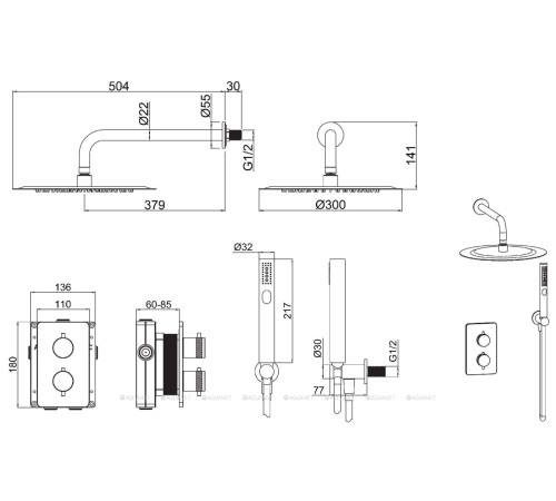Душевая система Allen Brau Priority V.2 термостат Vernet душ Slim 300 мм хром 5.31013-00