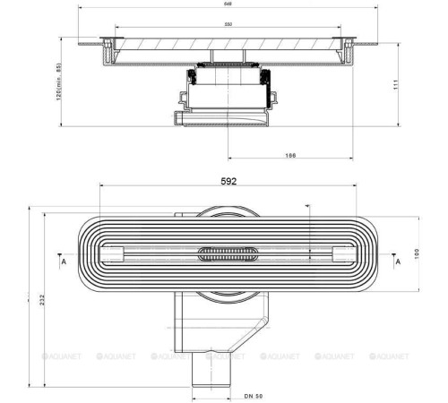 Линейный трап Pestan Confluo Slim Line 550 мм 13100032