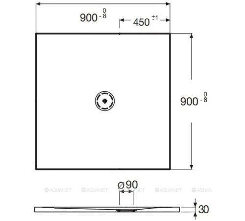Душевой поддон Jacob Delafon Singulier Neoroc 90x90x3 см серый сланец E67033-NAD