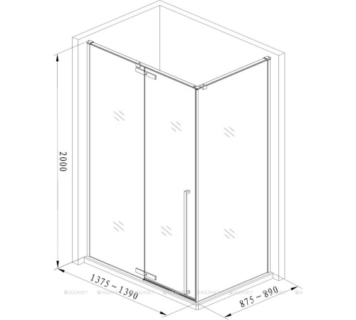 Душевое ограждение Aquanet IDEAL 1400x900 мм прозрачное 8 мм черный матовый AE-AXC94MB-S-B