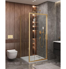 Душевой уголок Cezares Molveno AF-31 90 см брашированное золото прозрачное стекло MOLVENO-AF-31-90-C-BORO-IV