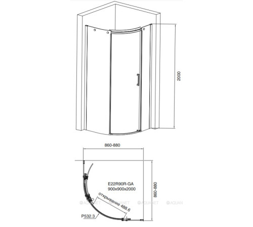 Душевой уголок Jacob Delafon Contra 1/4 круга 90х90 см правосторонний хром E22R90R-GA