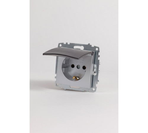 Розетка с заземлением с крышкой, без рамки Elbi Eleсtriс Zena Vega 609-011000-218