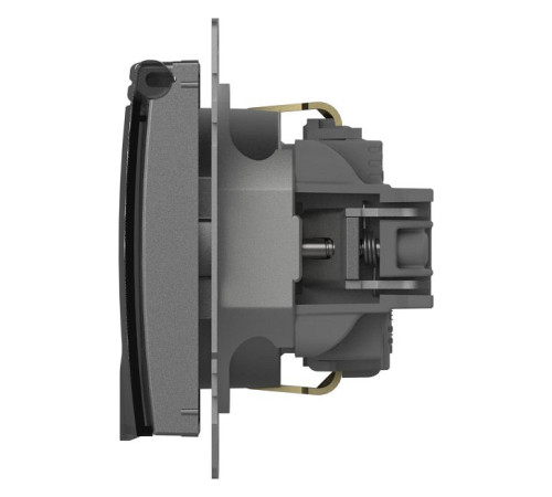 Розетка с заземлением и со шторкой, без рамки с крышкой Elbi Eleсtriс Zena Vega 609-011000-219