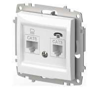 Розетка двойная RJ-12 и Ethernet RJ-45, без рамки Elbi Eleсtriс Zena Vega 609-015600-249