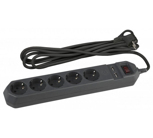 Удлинитель с выключателем Эра USF-5es-1.5m-USB-B