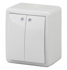 Выключатель двухклавишный с подсветкой Эра Эра Эксперт 11-1405-01