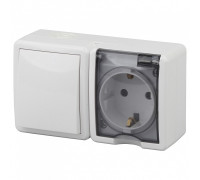 Блок с розеткой и выключателем Эра Эра Эксперт 11-7401-01