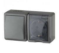 Блок с розеткой и выключателем Эра Эра Эксперт 11-7401-03