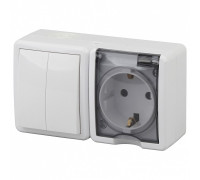 Блок с розеткой и выключателем Эра Эра Эксперт 11-7402-01