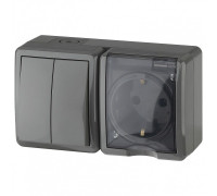 Блок с розеткой и выключателем Эра Эра Эксперт 11-7402-03