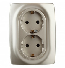 Розетка двойная с заземлением Эра Эра 12 12-2106-04