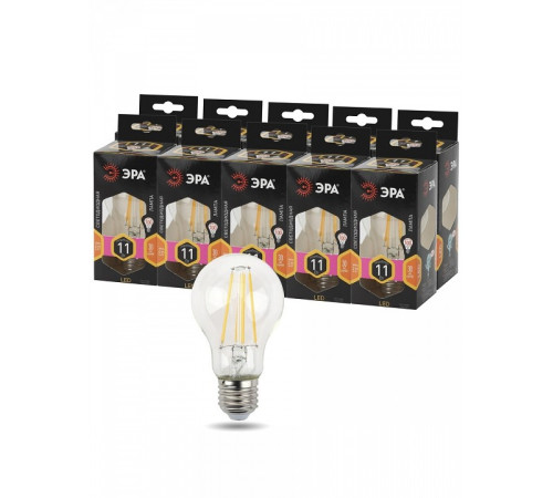 Лампа светодиодная филаментная ЭРА F-LED A60 11 Вт E27 2700 K F-LED A60-11W-827-E27
