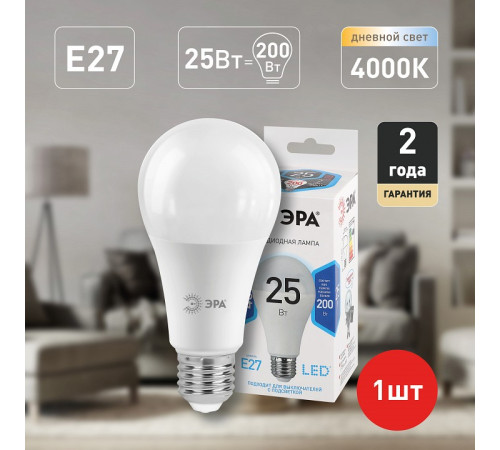 Лампа светодиодная Эра Стандарт LED A65-25W-840-E27