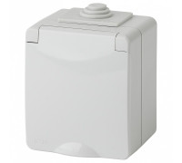 Розетка с заземлением и со шторкой, с крышкой Эра Эра Эксперт 11-2602-03