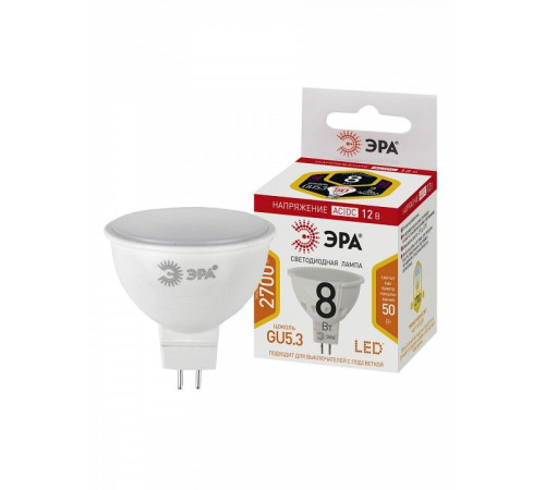 Лампа светодиодная Эра LED MR16-8W-12V-827-GU5.3