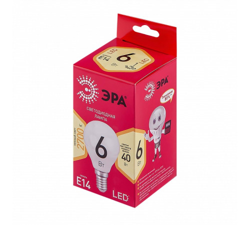Лампа светодиодная Эра LED P45-6W-827-E14 R