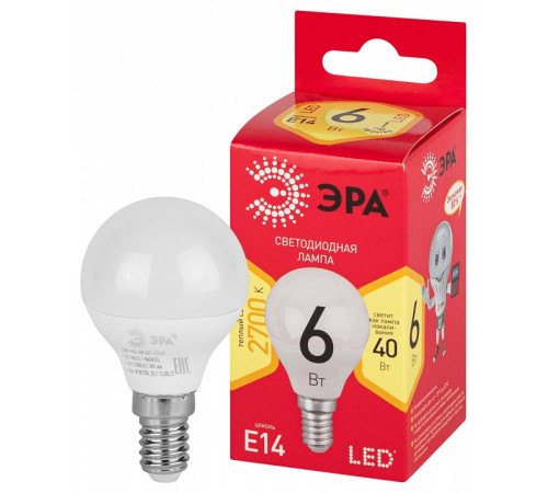 Лампа светодиодная Эра LED P45-6W-827-E14 R