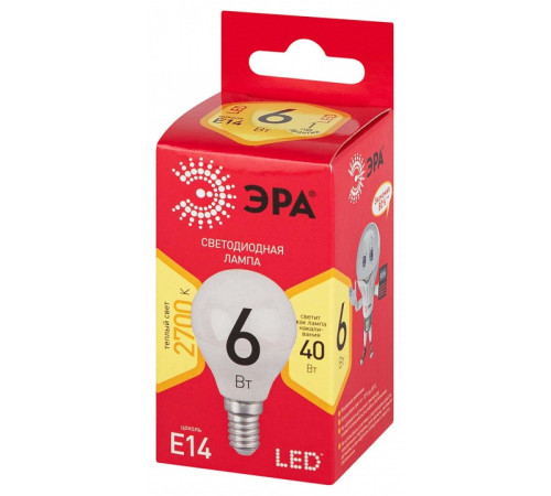 Лампа светодиодная Эра LED P45-6W-827-E14 R