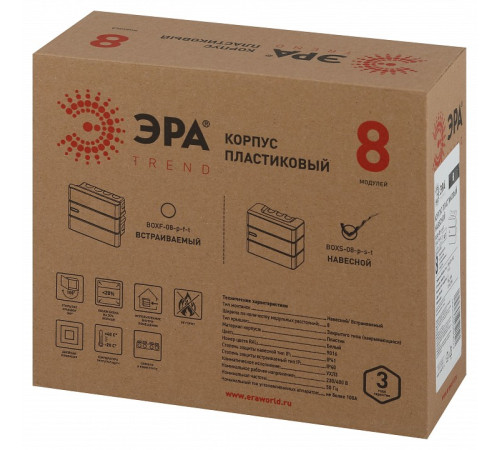 Электрический щиток навесной Эра BOXS-08-p-s-t