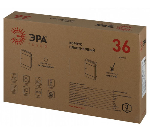 Электрический щиток навесной Эра BOXS-36-p-s-t