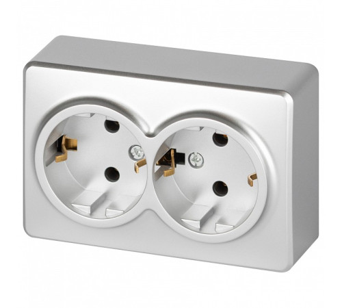 Розетка двойная с заземлением и со шторкой Эра Эра Эксперт 11-2205-03