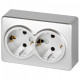 Розетка двойная с заземлением и со шторкой Эра Эра Эксперт 11-2205-03