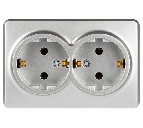 Розетка двойная с заземлением и со шторкой Эра Эра Эксперт 11-2205-03