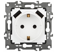 Розетка с заземлением и со шторкой и 2хUSB, без рамки Эра Эра 12 12-4109-01М
