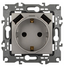 Розетка с заземлением и со шторкой и 2хUSB, без рамки Эра Эра 12 12-4109-16