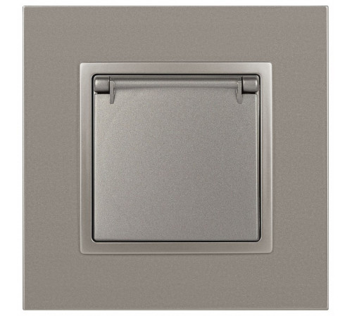 Розетка с заземлением и со шторкой, без рамки с крышкой Эра Эра Elegance 14-2103-16