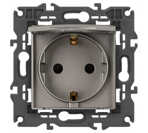 Розетка с заземлением и со шторкой, без рамки с крышкой Эра Эра Elegance 14-2103-16