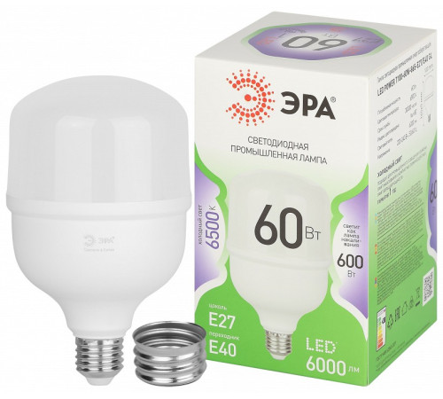 Лампа светодиодная Эра Green Line E27/E40 60Вт 6500K LED POWER T100-60W-865-E27/E40 GL