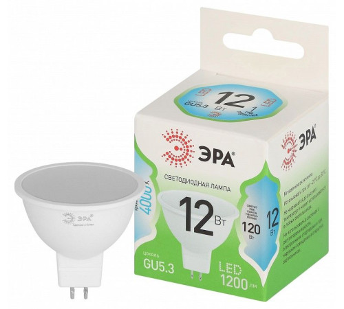 Лампа светодиодная ЭРА Green Line MR16 12 Вт 4000 K GU5.3 LED MR16-12W-840-GU5.3 GL