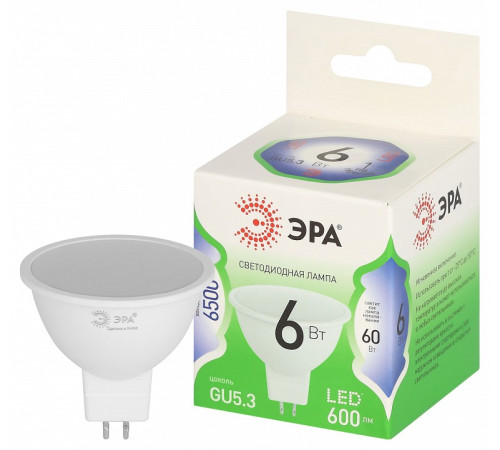 Лампа светодиодная ЭРА Green Line MR16 6 Вт 6500 K GU5.3 LED MR16-6W-865-GU5.3 GL