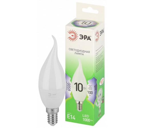 Лампа светодиодная Эра Green Line E14 10Вт 6500K LED BXS-10W-865-E14 GL
