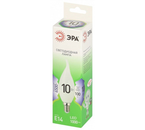 Лампа светодиодная Эра Green Line E14 10Вт 6500K LED BXS-10W-865-E14 GL