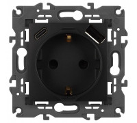 Розетка с заземлением и со шторкой и 2хUSB, без рамки Эра Эра Elegance 14-4108-05