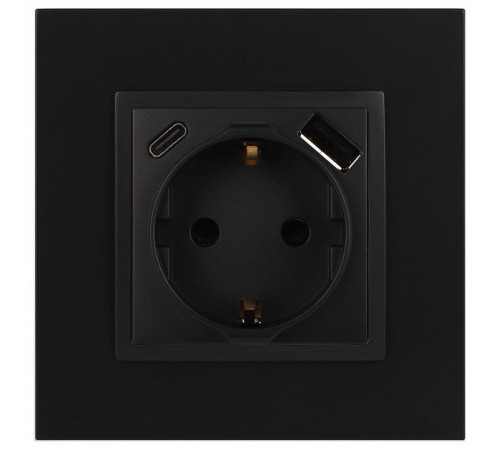Розетка с заземлением и со шторкой и 2хUSB, без рамки Эра Эра Elegance 14-4108-05